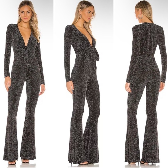Show Me Your Mumu Martina Jumpsuit in Dancing Queen Shine Black Size S - Picture 1 of 11